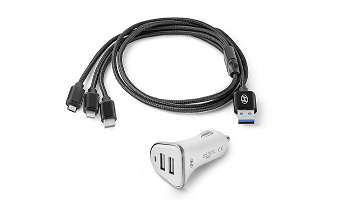 DUAL PORT CHARGER WITH 3 IN 1 CABLE